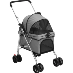 vidaXL Hondenwagen inklapbaar 76x50x100 cm oxford stof grijs