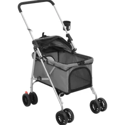 vidaXL Hondenwagen inklapbaar 76x50x100 cm oxford stof grijs