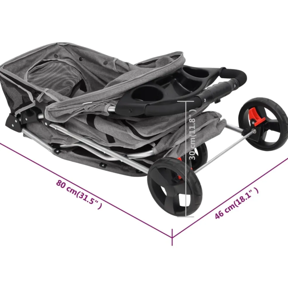 vidaXL Hondenwagen inklapbaar 80x46x98 cm oxford stof grijs