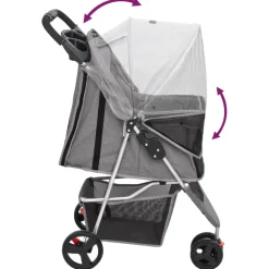 vidaXL Hondenwagen inklapbaar 80x46x98 cm oxford stof grijs
