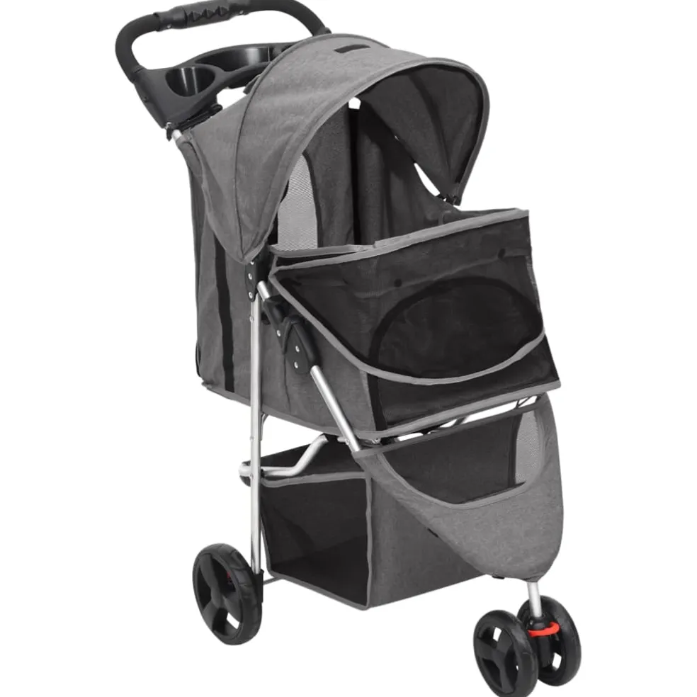 vidaXL Hondenwagen inklapbaar 80x46x98 cm oxford stof grijs