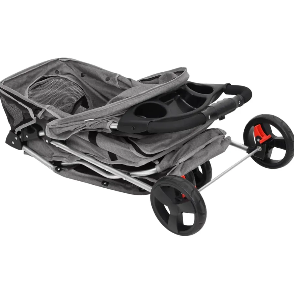 vidaXL Hondenwagen inklapbaar 80x46x98 cm oxford stof grijs