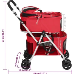 vidaXL Hondenwagen 2-laags inklapbaar 83x48x97 cm oxford stof rood