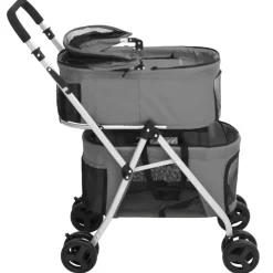 vidaXL Hondenwagen 2-laags inklapbaar 83x48x97 cm oxford stof grijs