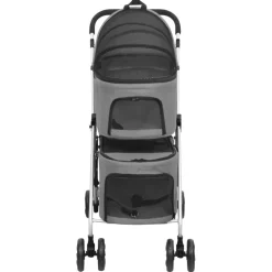 vidaXL Hondenwagen 2-laags inklapbaar 83x48x97 cm oxford stof grijs