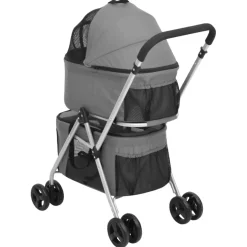 vidaXL Hondenwagen 2-laags inklapbaar 83x48x97 cm oxford stof grijs