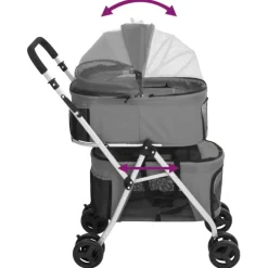 vidaXL Hondenwagen 2-laags inklapbaar 83x48x97 cm oxford stof grijs