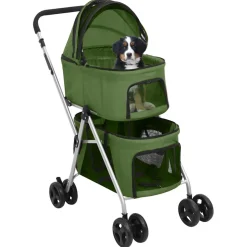 vidaXL Hondenwagen 2-laags inklapbaar 83x48x97 cm oxford stof groen