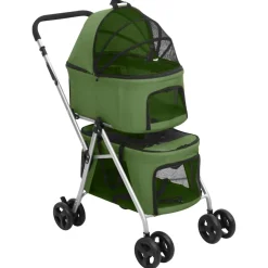 vidaXL Hondenwagen 2-laags inklapbaar 83x48x97 cm oxford stof groen