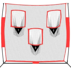 vidaXL Honkbalnet draagbaar 183x105x183 cm Polyester zwart en rood