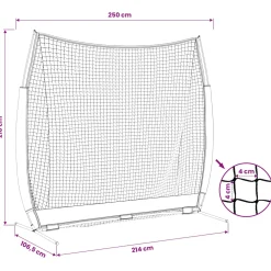 vidaXL Honkbaloefennet Zwart 250 x 106,5 x 210 cm Polyester