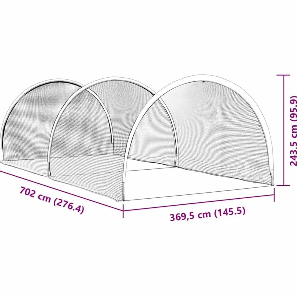 vidaXL Honkbal & Softbal Zwart 702 x 369,5 x 243,5 cm Polyester