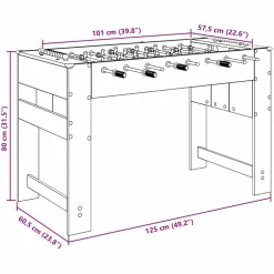 vidaXL Honkbaltafel Zwarte Eik 125 x 60,5 x 80 cm Bewerkt hout