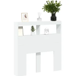 vidaXL Hoofdbordkast met LED-verlichting 100x17x102 cm wit