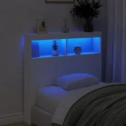 vidaXL Hoofdbordkast met LED-verlichting 100x17x102 cm wit