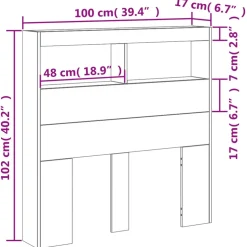 vidaXL Hoofdbordkast met LED-verlichting 100x17x102 cm wit