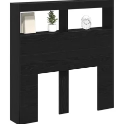 vidaXL Hoofdbordkast met LED 100x17x102 cm zwart eikenkleurig