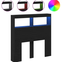 vidaXL Hoofdbordkast met LED 100x17x102 cm zwart eikenkleurig