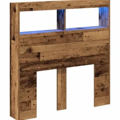 vidaXL Hoofdbordkast met LED 100x17x102 cm oud hout