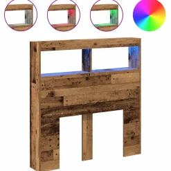vidaXL Hoofdbordkast met LED 100x17x102 cm oud hout