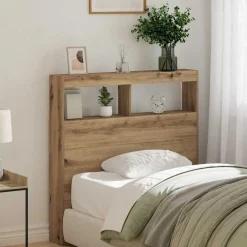 vidaXL Hoofdbordkast met LED 100x17x102 cm artisan eikenkleurig