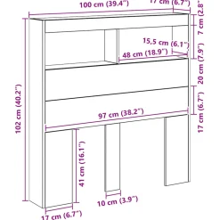 vidaXL Hoofdbordkast met LED 100x17x102 cm artisan eikenkleurig
