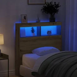 vidaXL Hoofdbordkast met LED 100x17x102 cm artisan eikenkleurig