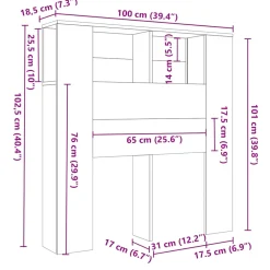 vidaXL Hoofdbordkast wit 100x18,5x102,5 cm