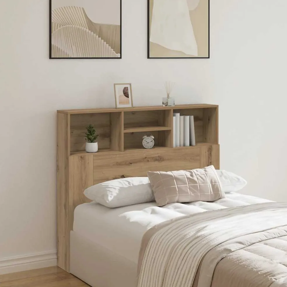 vidaXL Hoofdbordkast 120x19x103,5 cm bewerkt hout artisanaal eiken