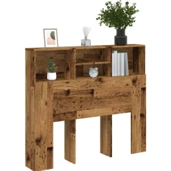 vidaXL Hoofdbordkast 120x19x103,5 cm bewerkt hout oud houtkleurig