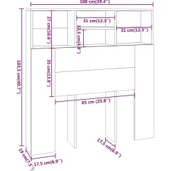 vidaXL Hoofdbordkast 100x19x103,5 cm zwart