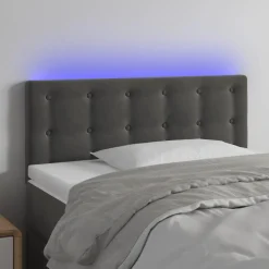 vidaXL Hoofdbord LED 80x5x78/88 cm fluweel donkergrijs