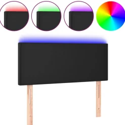 vidaXL Hoofdbord LED 80x5x78/88 cm kunstleer zwart