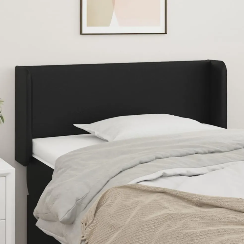 vidaXL Hoofdbord met randen 83x16x78/88 cm kunstleer zwart