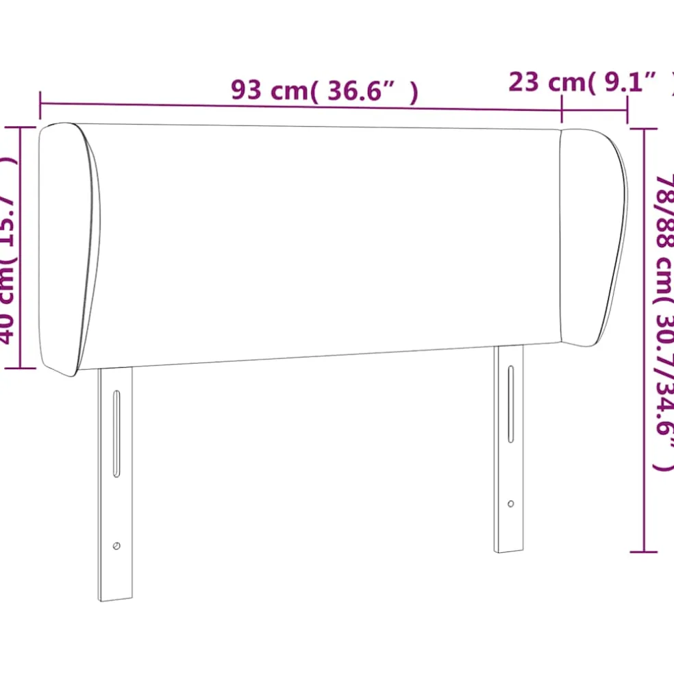 vidaXL Hoofdbord met randen 93x23x78/88 cm fluweel donkerblauw