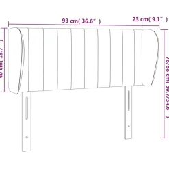 vidaXL Hoofdbord met randen 93x23x78/88 cm fluweel lichtgrijs