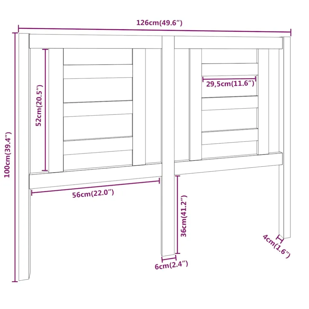 vidaXL Hoofdbord 126x4x100 cm massief grenenhout honingbruin