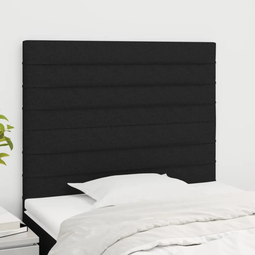 vidaXL Hoofdbord zwart 80x5x118/128 cm stof