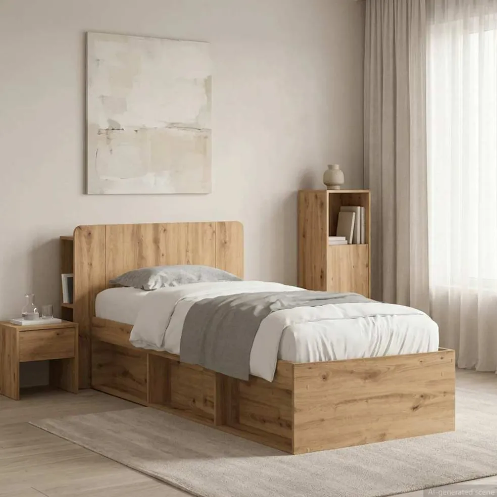 vidaXL Hoofdeinde kas Artisanaal eiken 80 cm Bewerkt hout