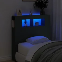 vidaXL Hoofdeinde met LED 100x18,5x103,5 cm bewerkt hout zwart