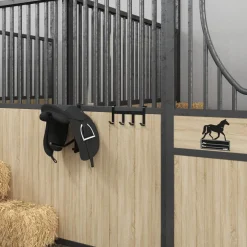 vidaXL Hoofdstelhouder met 4 haken staal zwart