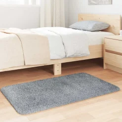 vidaXL Hoogpolig vloerkleed NAVARRA 60x100 cm polyester lichtgrijs