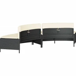vidaXL Hottub-bankjes met kussens 2 st poly rattan zwart