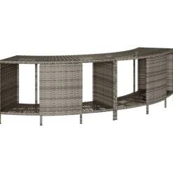 vidaXL Hottub-ombouw poly rattan massief acaciahout grijs