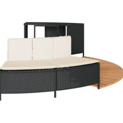vidaXL Hottub-ombouw poly rattan en massief acaciahout zwart