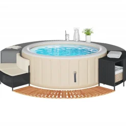 vidaXL Hottub-ombouw poly rattan en massief acaciahout zwart