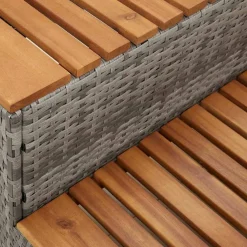 vidaXL Hottub-opstap 50x50x50,5cm poly rattan&massief acaciahout grijs