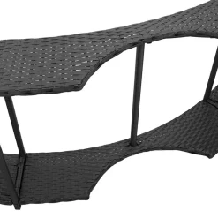 vidaXL Hottub Surround opbergruimte houten opstapje poly rattan zwart