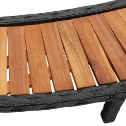vidaXL Hottub Surround opbergruimte houten opstapje poly rattan zwart