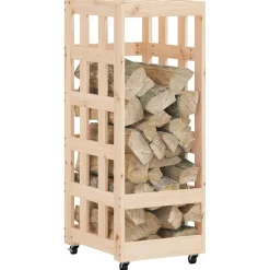 vidaXL Houtblokhouder met wielen 40x49x110 cm massief grenenhout
